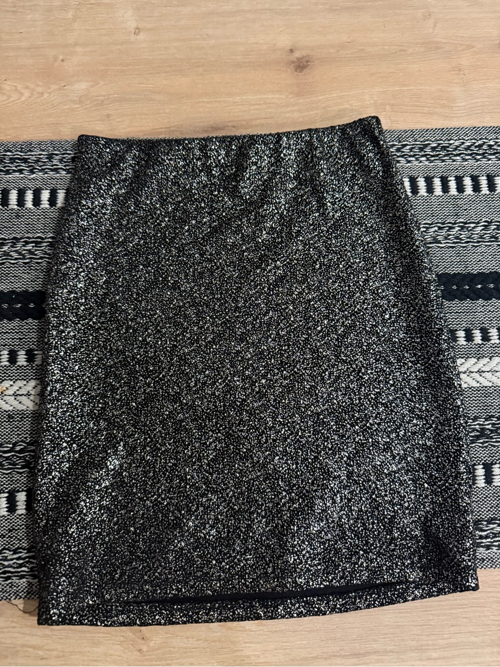 Charlotte Russe Sparkle Metallic Black Pencil Skirt